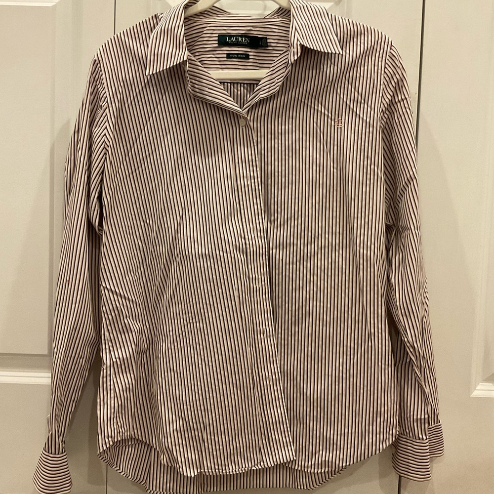 Ralph Lauren Womens Striped Easy Care Cotton Shirt